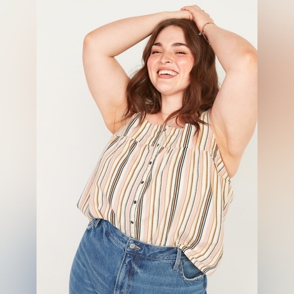 🌸Old Navy Sleeveless Button-Front Striped Top. Size 3X - Picture 13 of 14